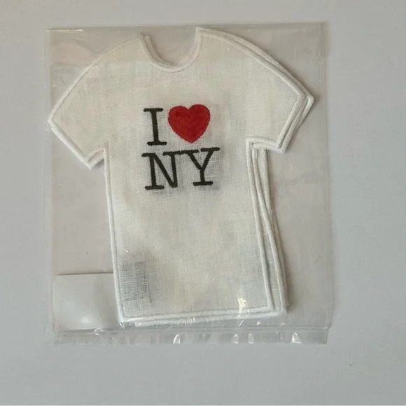 NWT I ❤️ NY T-Shirt Cocktail Napkins Set of 4 100% Linen by Chefanie - Picture 7 of 9